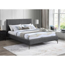  Color_Grey  Size_King  -- Gallo Grey Vegan Leather Upholstered King Bed IMAGE 2