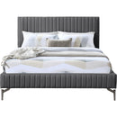  Color_Grey  Size_King  -- Gallo Grey Vegan Leather Upholstered King Bed IMAGE 3