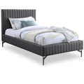  Color_Grey Size_Twin -- Gallo Grey Vegan Leather Upholstered Twin Bed IMAGE 1