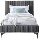  Color_Grey  Size_Twin  -- Gallo Grey Vegan Leather Upholstered Twin Bed IMAGE 3