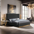  Color_Black/ Gold  Size_King  -- Meridian Halton Upholstered Platform Bed IMAGE 2
