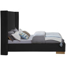  Color_Black/ Gold  Size_Queen  -- Halton Black Boucle Fabric Upholstered Queen Bed IMAGE 5