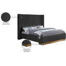 Color_Black/ Gold  Size_Queen  -- Halton Black Boucle Fabric Upholstered Queen Bed IMAGE 8