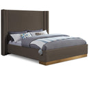  Color_Brown/ Gold  Size_Queen  -- Halton Brown Boucle Fabric Upholstered Queen Bed IMAGE 1