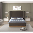  Color_Brown/ Gold  Size_Queen  -- Halton Brown Boucle Fabric Upholstered Queen Bed IMAGE 4