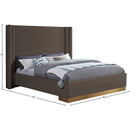  Color_Brown/ Gold  Size_Queen  -- Halton Brown Boucle Fabric Upholstered Queen Bed IMAGE 7