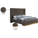  Color_Brown/ Gold  Size_Queen  -- Halton Brown Boucle Fabric Upholstered Queen Bed IMAGE 8