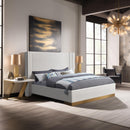  Color_Cream/ Gold  Size_Queen  -- Halton Cream Boucle Fabric Upholstered Queen Bed IMAGE 2