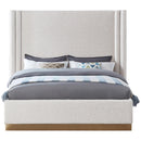  Color_Cream/ Gold  Size_Queen  -- Halton Cream Boucle Fabric Upholstered Queen Bed IMAGE 3