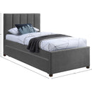 Meridian Harper Grey Linen Textured Fabric Twin Trundle Bed IMAGE 10