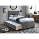  Color_Grey -- Harper Grey Linen Textured Fabric Upholstered Twin Trundle Bed IMAGE 2