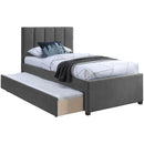  Color_Grey -- Harper Grey Linen Textured Fabric Upholstered Twin Trundle Bed IMAGE 3