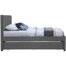  Color_Grey -- Harper Grey Linen Textured Fabric Upholstered Twin Trundle Bed IMAGE 5
