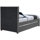  Color_Grey -- Harper Grey Linen Textured Fabric Upholstered Twin Trundle Bed IMAGE 6