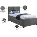  Color_Grey -- Harper Grey Linen Textured Fabric Upholstered Twin Trundle Bed IMAGE 9
