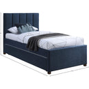  Color_Navy -- Harper Navy Linen Textured Fabric Upholstered Twin Trundle Bed IMAGE 10