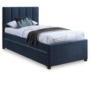  Color_Navy -- Harper Navy Linen Textured Fabric Upholstered Twin Trundle Bed IMAGE 1