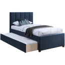  Color_Navy -- Harper Navy Linen Textured Fabric Upholstered Twin Trundle Bed IMAGE 3