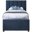  Color_Navy -- Harper Navy Linen Textured Fabric Upholstered Twin Trundle Bed IMAGE 4
