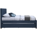  Color_Navy -- Harper Navy Linen Textured Fabric Upholstered Twin Trundle Bed IMAGE 5