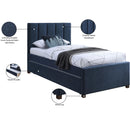  Color_Navy -- Harper Navy Linen Textured Fabric Upholstered Twin Trundle Bed IMAGE 9