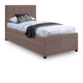  Color_Brown -- Hudson Brown Vegan Leather Upholstered Twin Trundle Bed IMAGE 1