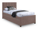  Color_Brown -- Hudson Brown Vegan Leather Upholstered Twin Trundle Bed IMAGE 1