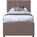  Color_Brown -- Hudson Brown Vegan Leather Upholstered Twin Trundle Bed IMAGE 3