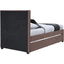  Color_Brown -- Hudson Brown Vegan Leather Upholstered Twin Trundle Bed IMAGE 5