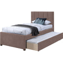  Color_Brown -- Hudson Brown Vegan Leather Upholstered Twin Trundle Bed IMAGE 6