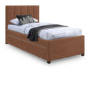  Color_Cognac -- Hudson Cognac Vegan Leather Upholstered Twin Trundle Bed IMAGE 1