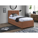  Color_Cognac -- Hudson Cognac Vegan Leather Upholstered Twin Trundle Bed IMAGE 2