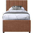  Color_Cognac -- Hudson Cognac Vegan Leather Upholstered Twin Trundle Bed IMAGE 3