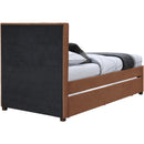  Color_Cognac -- Hudson Cognac Vegan Leather Upholstered Twin Trundle Bed IMAGE 5