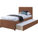  Color_Cognac -- Hudson Cognac Vegan Leather Upholstered Twin Trundle Bed IMAGE 6