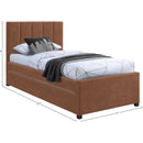  Color_Cognac -- Hudson Cognac Vegan Leather Upholstered Twin Trundle Bed IMAGE 9