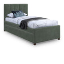  Color_Green -- Hudson Green Vegan Leather Upholstered Twin Trundle Bed IMAGE 1