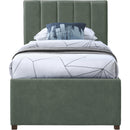  Color_Green -- Hudson Green Vegan Leather Upholstered Twin Trundle Bed IMAGE 3