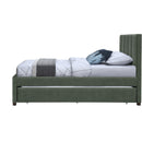  Color_Green -- Hudson Green Vegan Leather Upholstered Twin Trundle Bed IMAGE 4