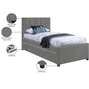  Color_Grey -- Hudson Grey Vegan Leather Upholstered Twin Trundle Bed IMAGE 10