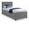  Color_Grey -- Hudson Grey Vegan Leather Upholstered Twin Trundle Bed IMAGE 1