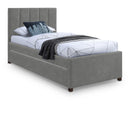 Color_Grey -- Hudson Grey Vegan Leather Upholstered Twin Trundle Bed IMAGE 1