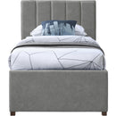  Color_Grey -- Hudson Grey Vegan Leather Upholstered Twin Trundle Bed IMAGE 3