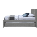  Color_Grey -- Hudson Grey Vegan Leather Upholstered Twin Trundle Bed IMAGE 4