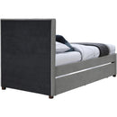  Color_Grey -- Hudson Grey Vegan Leather Upholstered Twin Trundle Bed IMAGE 5
