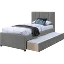  Color_Grey -- Hudson Grey Vegan Leather Upholstered Twin Trundle Bed IMAGE 6