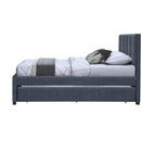  Color_Navy -- Hudson Navy Vegan Leather Upholstered Twin Trundle Bed IMAGE 4