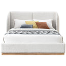  Size_Queen -- Jardin Cream Boucle Fabric Upholstered Queen Bed IMAGE 3