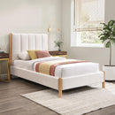  Color_Cream/ Natural  Size_Twin  -- Kona Cream Fabric Upholstered Twin Bed IMAGE 2