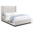 Meridian Logan Beige Linen Textured Fabric Full Bed IMAGE 8